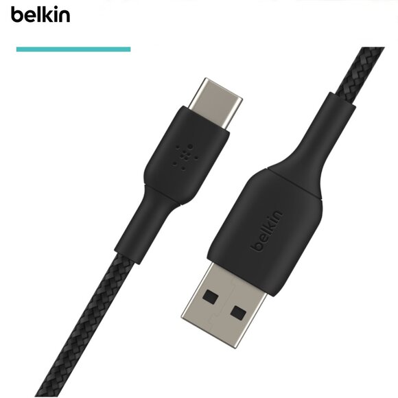 NWT Belkin "BoostCharge" Braided USB-C to USB-A Cable (2m / 6.6 feet, Black) - Picture 10 of 10